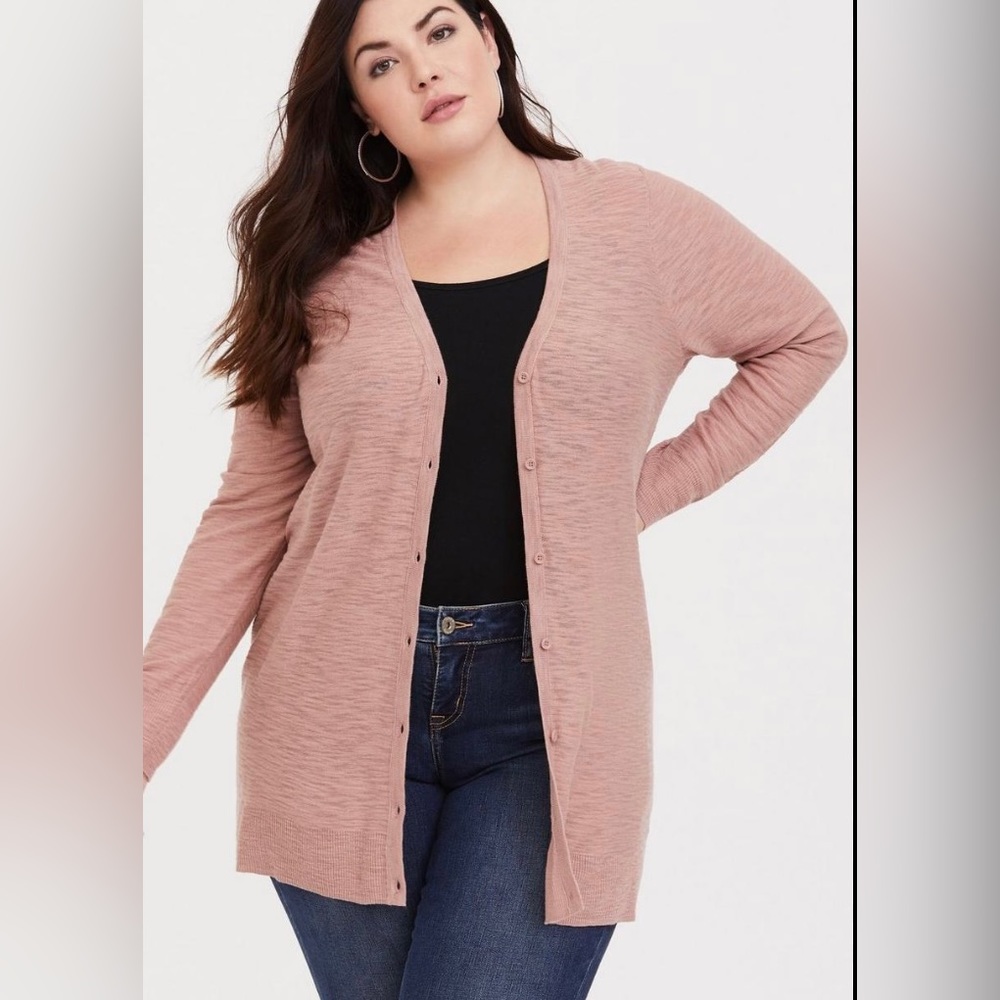 Torrid Size 4 Boyfriend Slub Cardigan in Blush